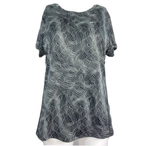 Nike Shirt‎ Womens Sz L Black White Print DriFit Miler Short Sleeve Running
